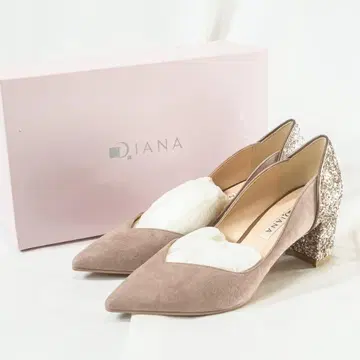 미사용 박스 포함 DIANA 스웨이드 글리터 힐 펌프스 24cm
