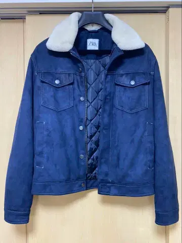 ZARA 네이비 퍼 자켓 S