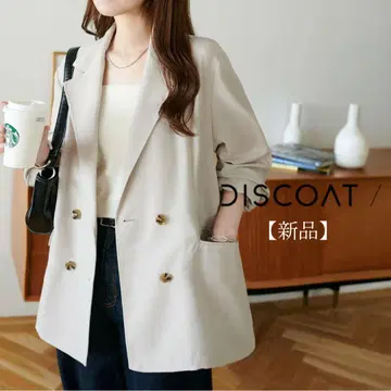 새상품 DISCOAT 디스코트 린넨 라이크 테일러드 자켓 베이지