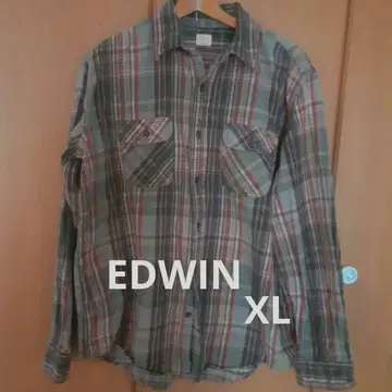 Edwin 체크 무늬 플란넬 셔츠 XL 빈티지