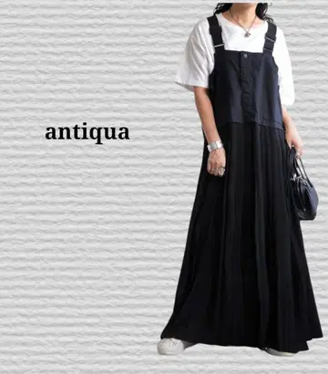 [ antiqua ] 이소재 도킹 원피스 원피스 블랙