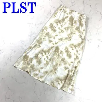 플라스테 롱 스커트 허리밴딩 타이다이 패턴 베이지 S C1117