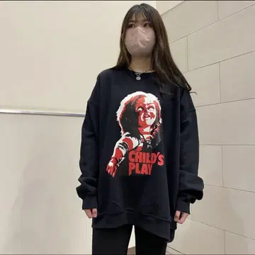 남녀 공용 소량 입고! 처키의 신부 처키 맨투맨 트레이닝복/블랙