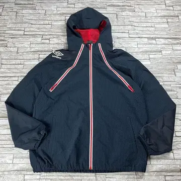 UMBRO 나일론 자켓 네이비 레드 자수 후드 부착