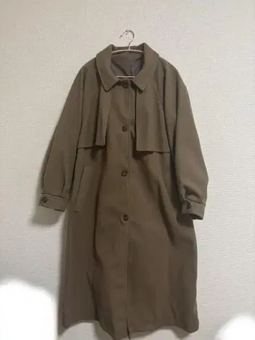 브라운 롱 코트 프론트 버튼