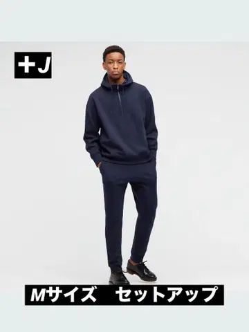 M 사이즈 +J 드라이 맨투맨 하프 지퍼 후드티 셋업 UNIQLO