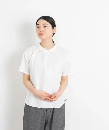 D 린넨 심플 블라우스 화이트 SIZE: 38 1016N