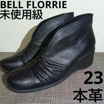미사용급 BELL FLORRIE 천연 가죽 숏부츠 23 웨지 V컷