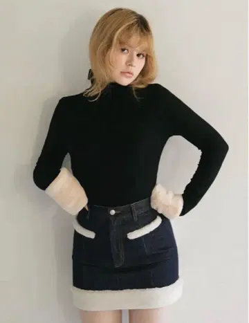 Andmary doggy fur tops black