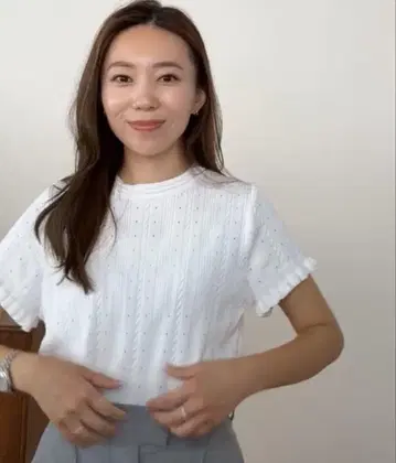 컨디션 최상 OHGA SCALLOP KNIT TEE 화이트