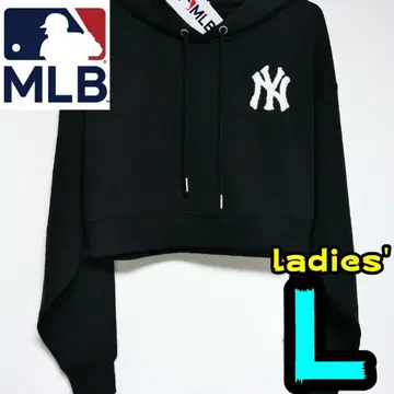 [ 새상품 ] 양키스 후드티 L 여성용 MLB 공식 NY 크롭 기장 블랙