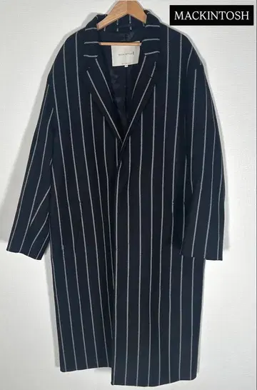 컨디션 최상 매킨토시 체스터 코트 스트라이프 40 L 울 100%