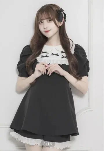 pium 코튼 프릴 요크 셋업 블랙 피