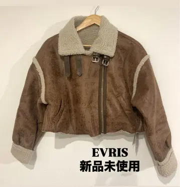 [ 미사용 새상품 ] EVRIS 숏 보아 블루종 브라운