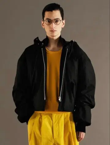 HED MAYNER 후드 부착 크롭 자켓 M 블랙