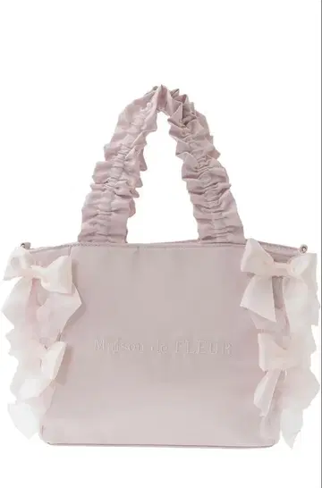 리본 개더 핸들 2Way 토트백 핑크 메종 드 플뢰르 숄더
