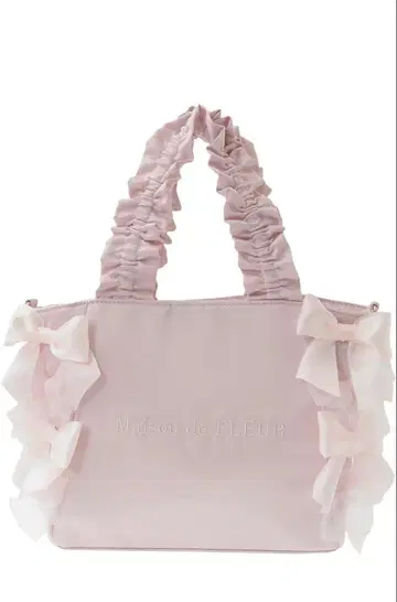 리본 개더 핸들 2Way 토트백 핑크 메종 드 플뢰르 숄더