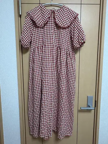 깅엄 체크 롱 원피스