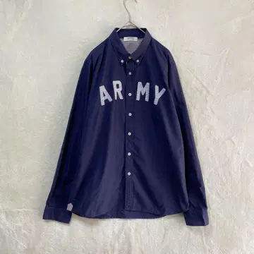 BROWNY/긴팔 셔츠/M/ARMY 자수 면 100% 네이비
