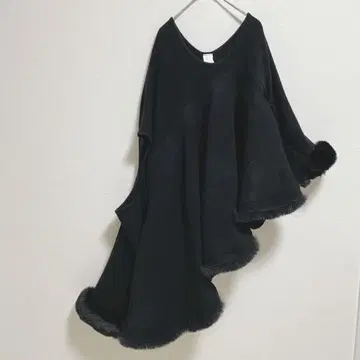 a599 [ 판초 ] 퍼 니트 블랙 빅 L 고져스 드레스 코드