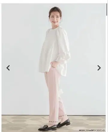 사다리 밑단 펄 테이퍼드 팬츠 핑크