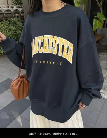[ WEB 한정판 ] 헤비 웨이트 칼리지 로고 빅 맨투맨 네이비