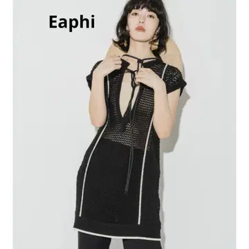 Eaphi 더블 라인 니트 베스트 블랙 니트 베스트