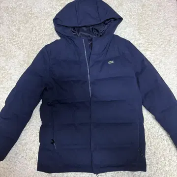LACOSTE 네이비 다운 자켓 후드 부착