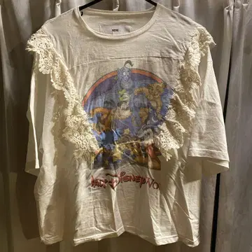 RERE 구제 의류 리메이크 셔츠 Disney 캐릭터 레이스 T셔츠