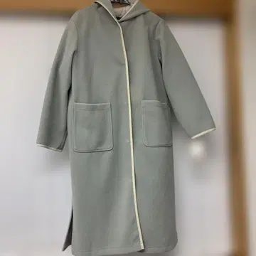 택 포함 새상품 후드 부착 민트 그린 롱 코트 이너 포함