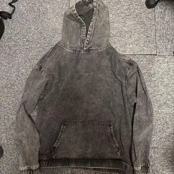 그레이 워시 가공 후드 부착 후드티