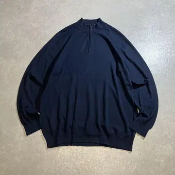 90s L.L.Bean 캐시미어 혼방 코튼 니트 하프 지퍼 네이비
