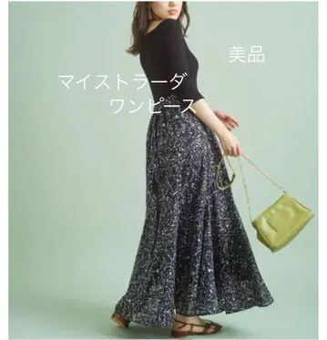 마이 스트라다 에어리 플레어 도킹 원피스 도트 블랙 36