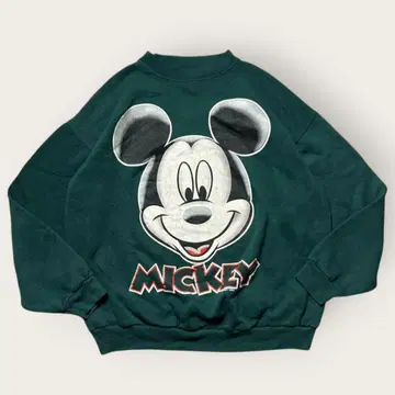 90s 미키마우스 빈티지 맨투맨 그린 빅 프린트 USA