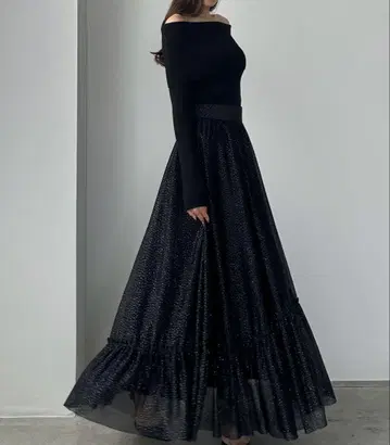 louere 라메 플레어 샤샤 스커트
