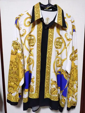 최종 가격 빈티지 바로크풍 스카프 패턴 긴팔 셔츠 레어