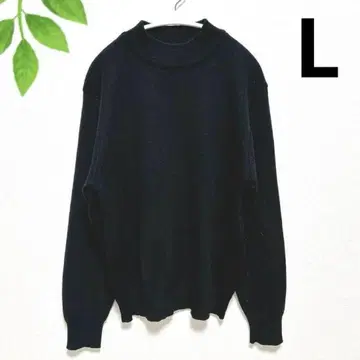 나이가이 L 블랙 긴팔 하이넥 니트 울 혼방 일본제
