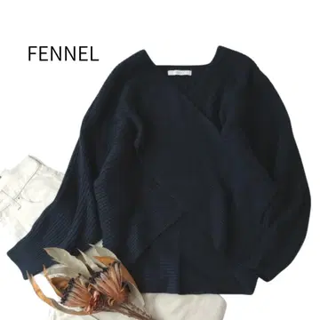 FENNEL 페넬 야마다야 프론트 크로스 디자인 니트 네이비