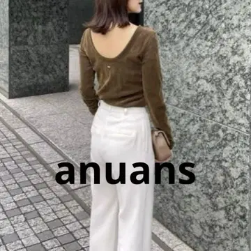 완판 anuans 아뉴앙스 백 오픈 시어 컷 탑스 KHAKI