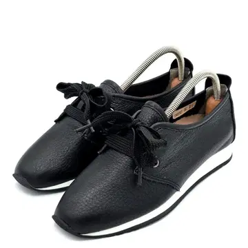 새상품급 ANYO 22.5cm 가죽 스니커즈 주름 가죽 블랙