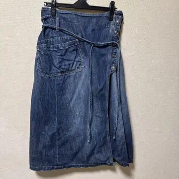 아비렉스 다크 데님 랩 스타일 스커트