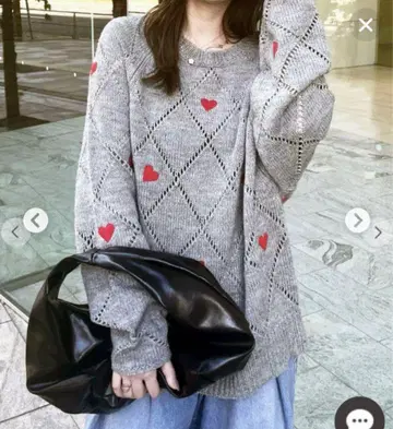 [새상품급] COCODEAL 다이아 무늬 하트 니트 코코딜