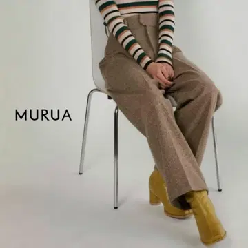 택 포함 새상품 MURUA 무루아 트위드 턱 팬츠 하이웨스트 와이드