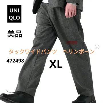 새상품급 UNIQLO 유니클로 턱 와이드 팬츠 헤링본 XL