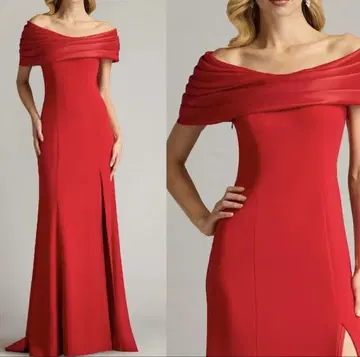 [ 미사용 ] TADASHI SHOJI 투톤 오프숄더 가운 드레스