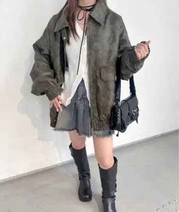 nemne store 인조 가죽 스탠드 블루종