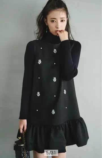 Rirandture 비쥬 미니 원피스 블랙