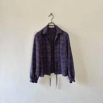 구제 의류 올 패턴 셔츠 자켓 가디건 체크 개더 네이비 레트로 M