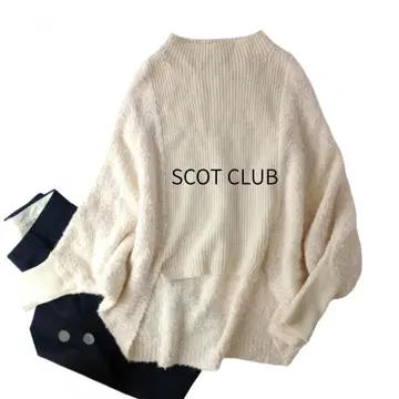 SCOT CLUB 야마다야 알파카 혼방 립 부클레 절개 돌먼 니트