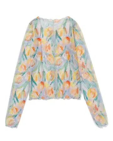 POPPY ORANGETULIP SEE-THROUGH TOPS 크루넥